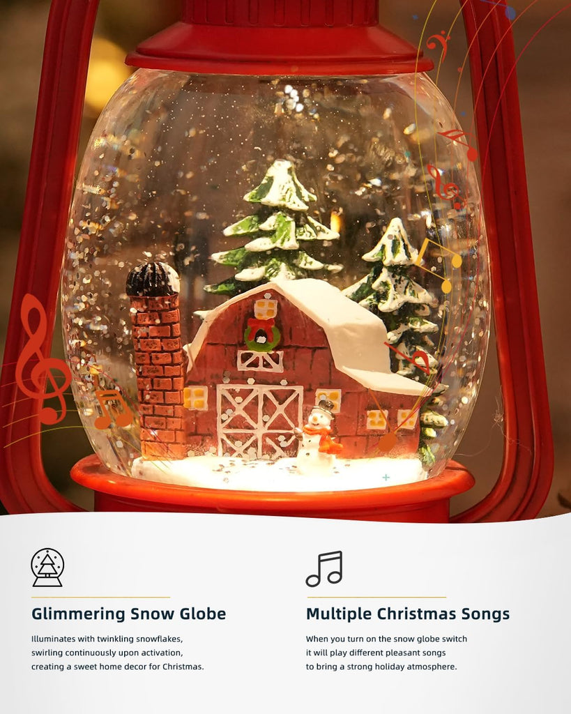 Snow Globe Christmas Decorations - Musical Christmas Snow Globes with 6H Timer,Christmas Village Lighted Scene Snow