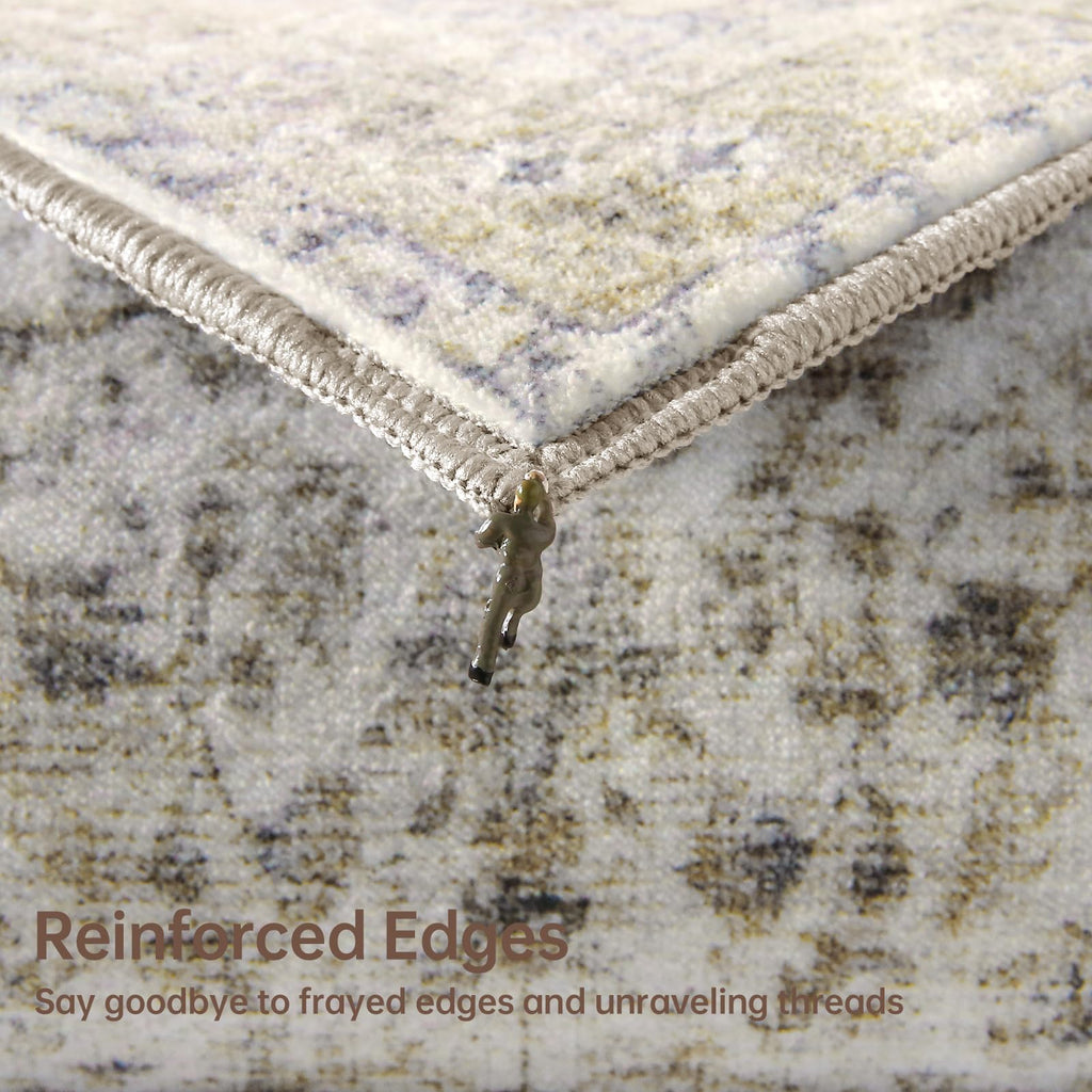 Round Rug 4ft, Ultra-Soft Washable Rug, Beige