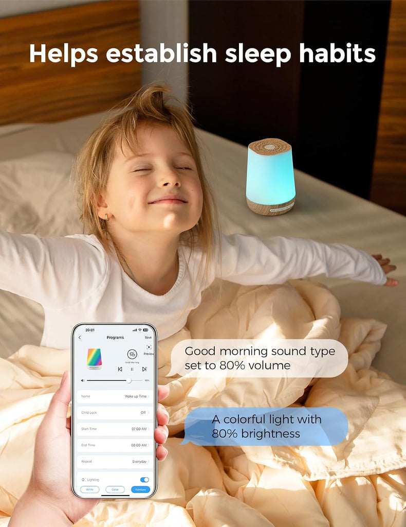 Smart Baby White Noise Sound Machine with App Control & Night Light