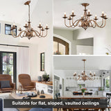 Rustic 8-Light Chandeliers, Antique Bronze Candle French Country Chandelier, Vintage Iron Pendant Hanging Ceiling Light Fixture for Farmhouse Living Room Kitchen Dining Room Foyer A109-B0DSB6Y38V