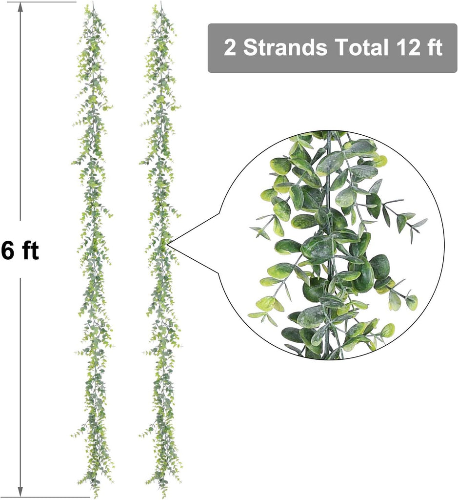 Artificial Eucalyptus Garland, Fake Eucalyptus Greenery Garland Wedding Backdrop Arch Wall Decor, 6 - Set of 6