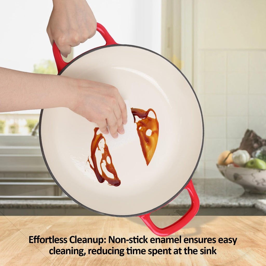 Enameled Cast Iron Dutch Oven, 3.8 Quart Dutch Oven Pot with Lid, Non Stick Cast Iron Pot, Round Oven Safe up to