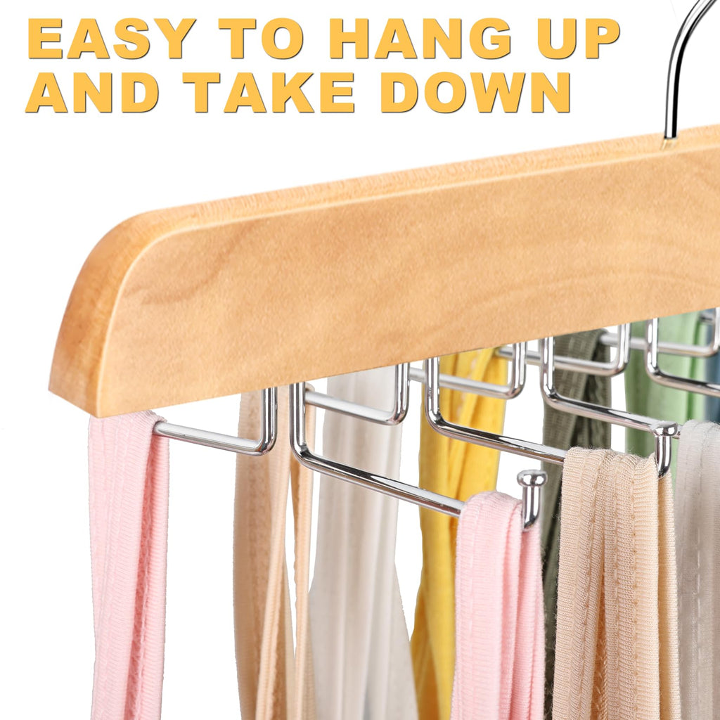 Tank Top Hanger with Premium Wood, 24 Large Capacity, Space Saving, 360 Degree Rotating, Foldable Metal Hooks, Tank