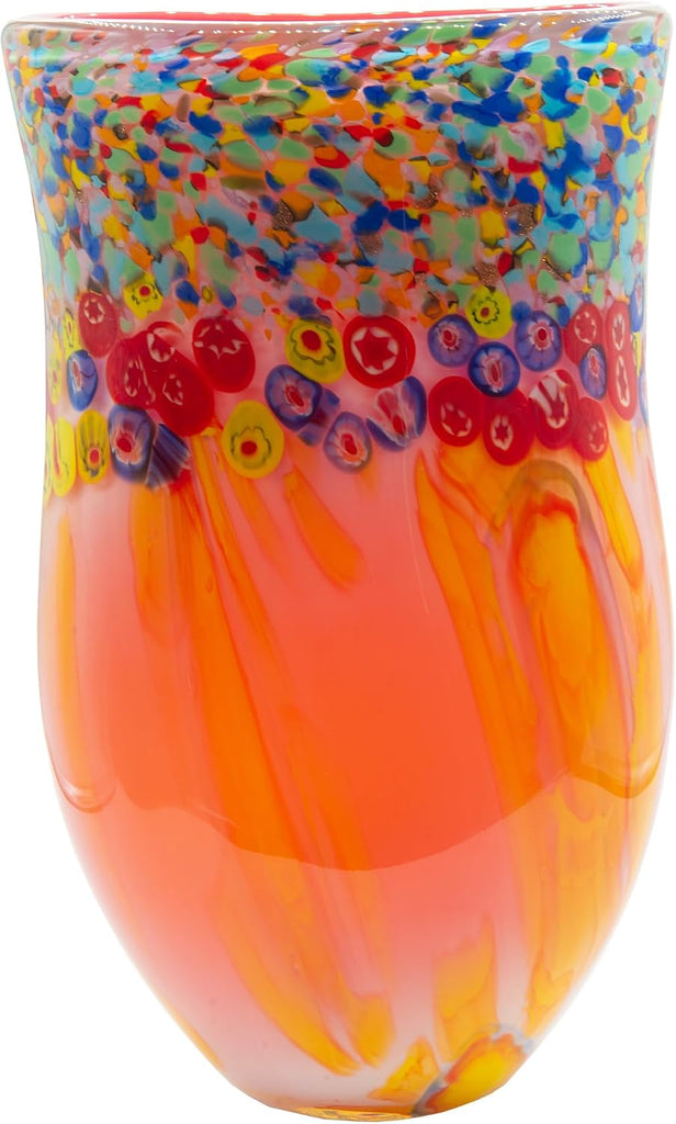 AV22246 Art Glass Vase 13.75" Tall Salt Creek Handcrafted Murano-Style Vase Décor, Living Room, Bed Room, Home