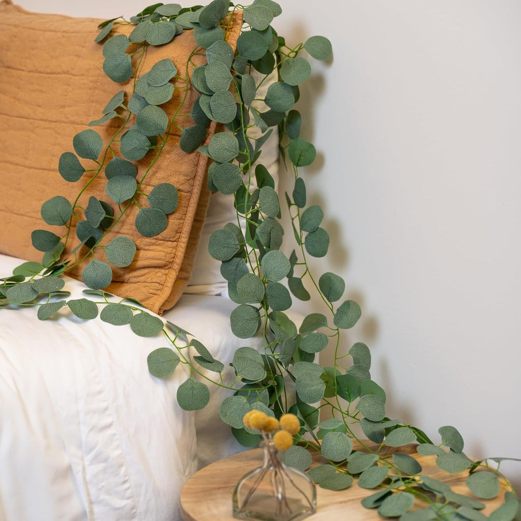 Eucalyptus Garland,Artificial Eucalyptus Leaves Table Greenery Garland Wreath Spring Vines for Wedding Party - Set of 8