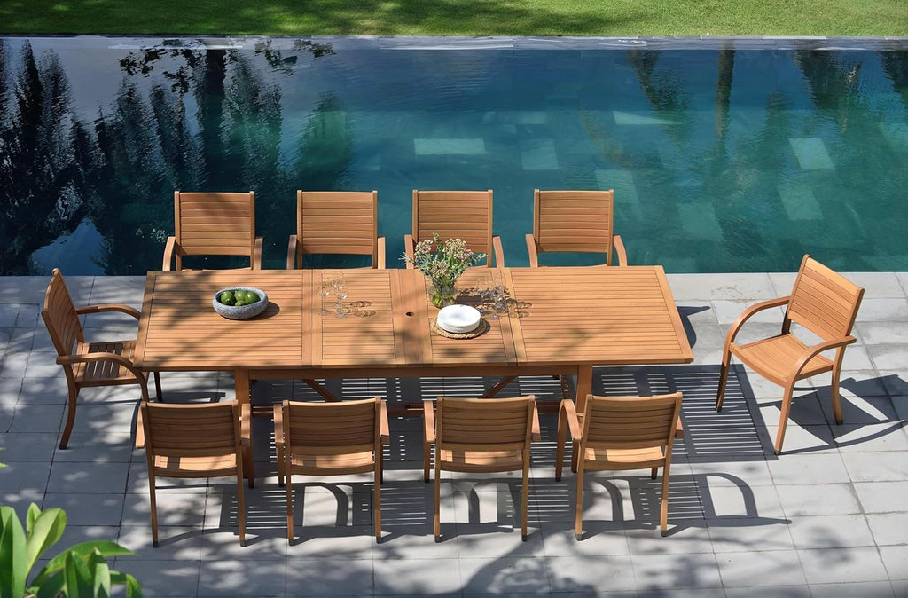 Berlin Patio Extendable Table | Teak Finish | Durable and Ideal for Indoors and Outdoors