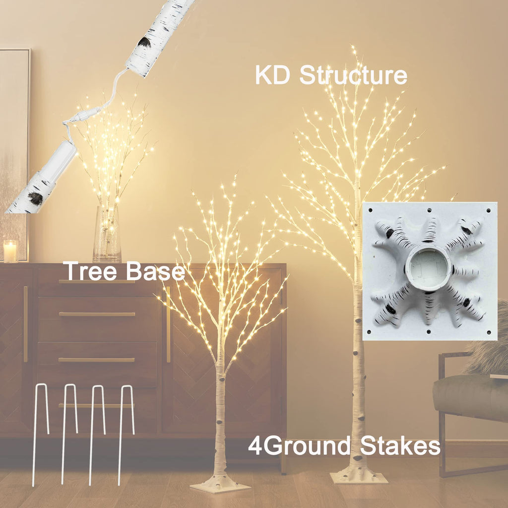 Lighted Birch Tree Plug in 330 Fairy Lights 6FT, Twig Tree with Lights for Indoor Outdoor Home Room Porch Christmas