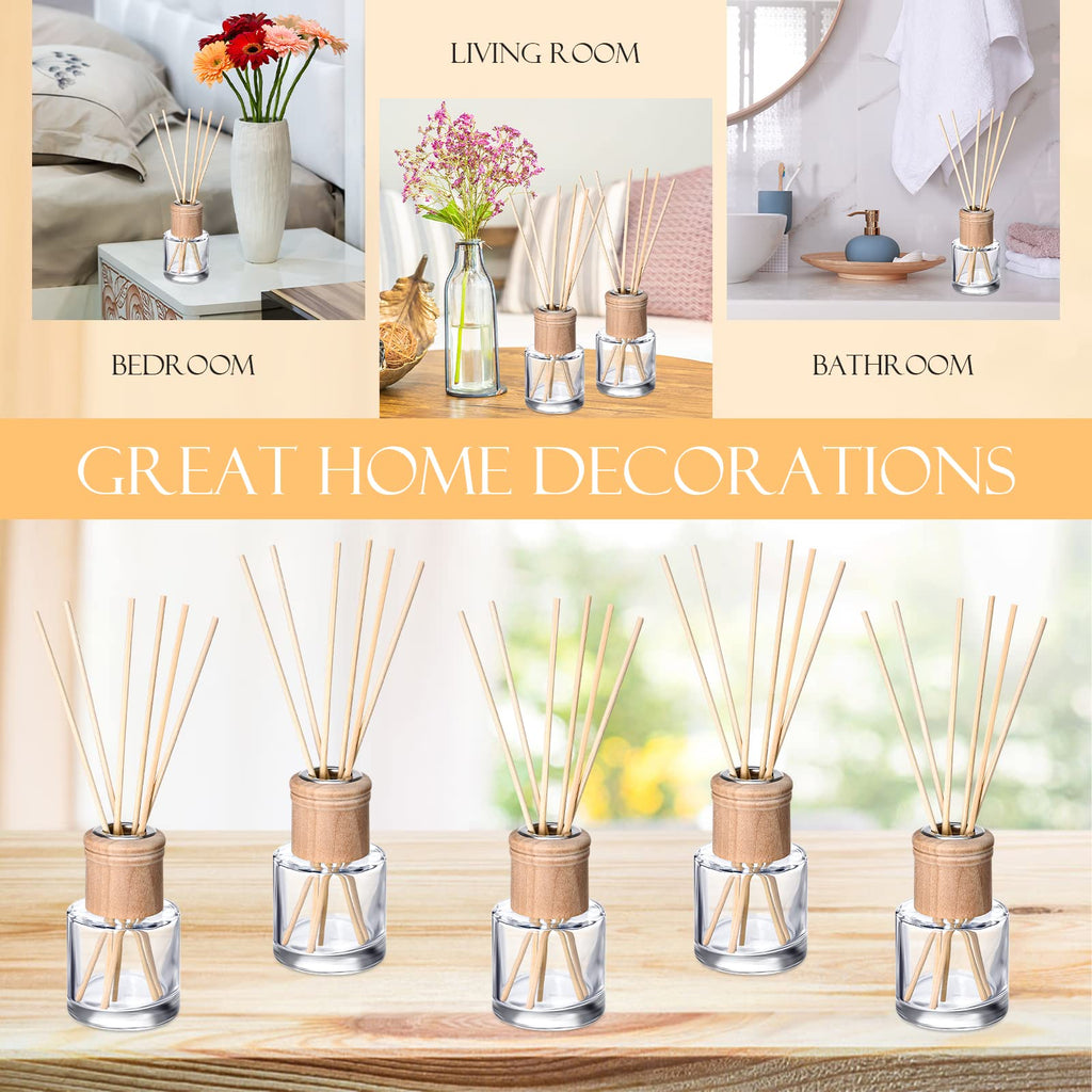 30 Set Reed Diffuser Bottle Empty Refillable Fragrance Glass Diffuser Bottles Set with Wooden Caps Sticks 50ml 1.7 oz
