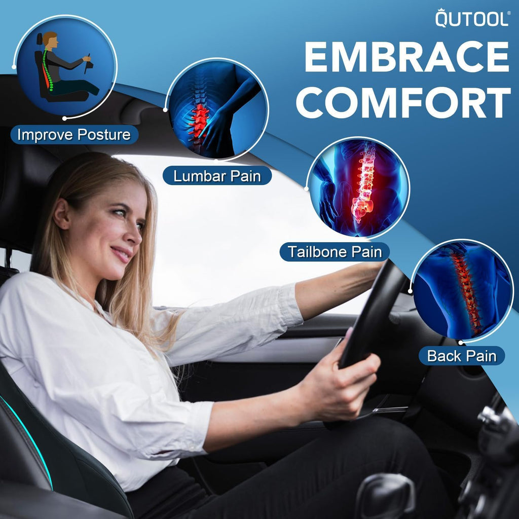 Patented Lumbar Support Pillow for Car, Truck Accessories Travel Essentials, Memory Foam Back Cushion for Driving