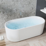 59 Inch Acrylic Freestanding Bathtub, Deep Soaking Tub with Non-Slip Base, cUPC Certified Free Standing Tub, Chrome