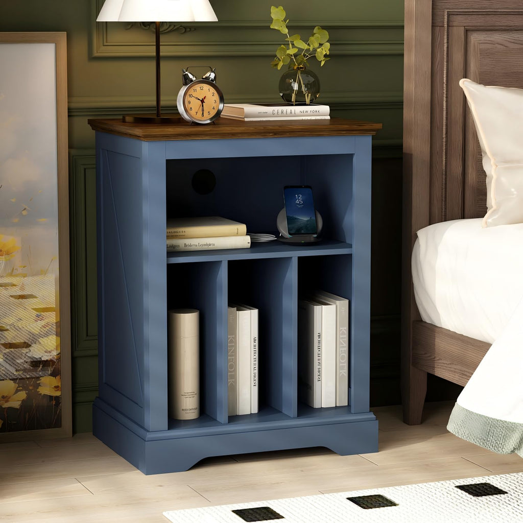 Large Farmhouse Record Player Stand, 31.5" Turntable Stand, Blue