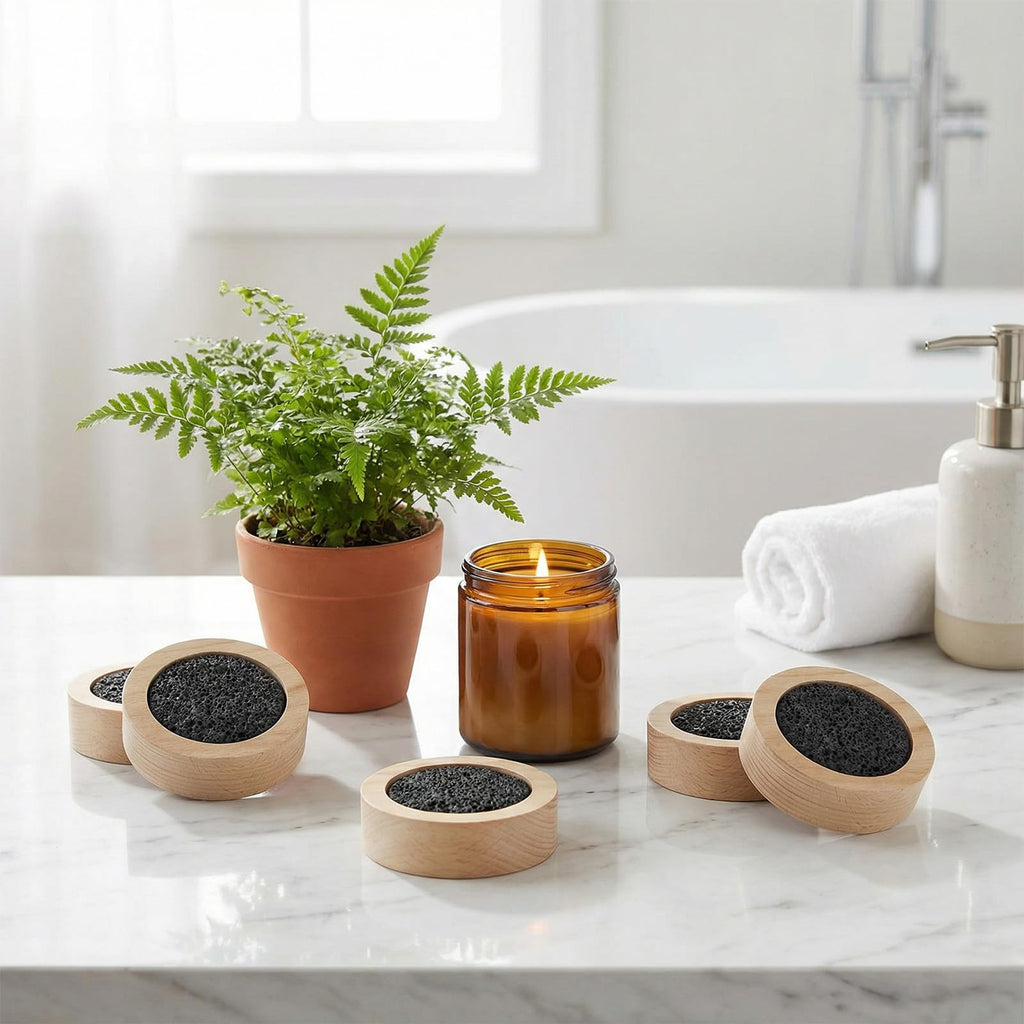 5 Pcs Small Passive Lava Rock Diffuser Essential Oil Aromatherapy Stone Compact Wood Bas, Desk, Car and Gifts