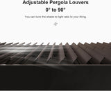 Outdoor 12' × 20' Louvered Pergola with Screens and Patio Adjustable Aluminum Canopy Retractable Metal Roof for Deck