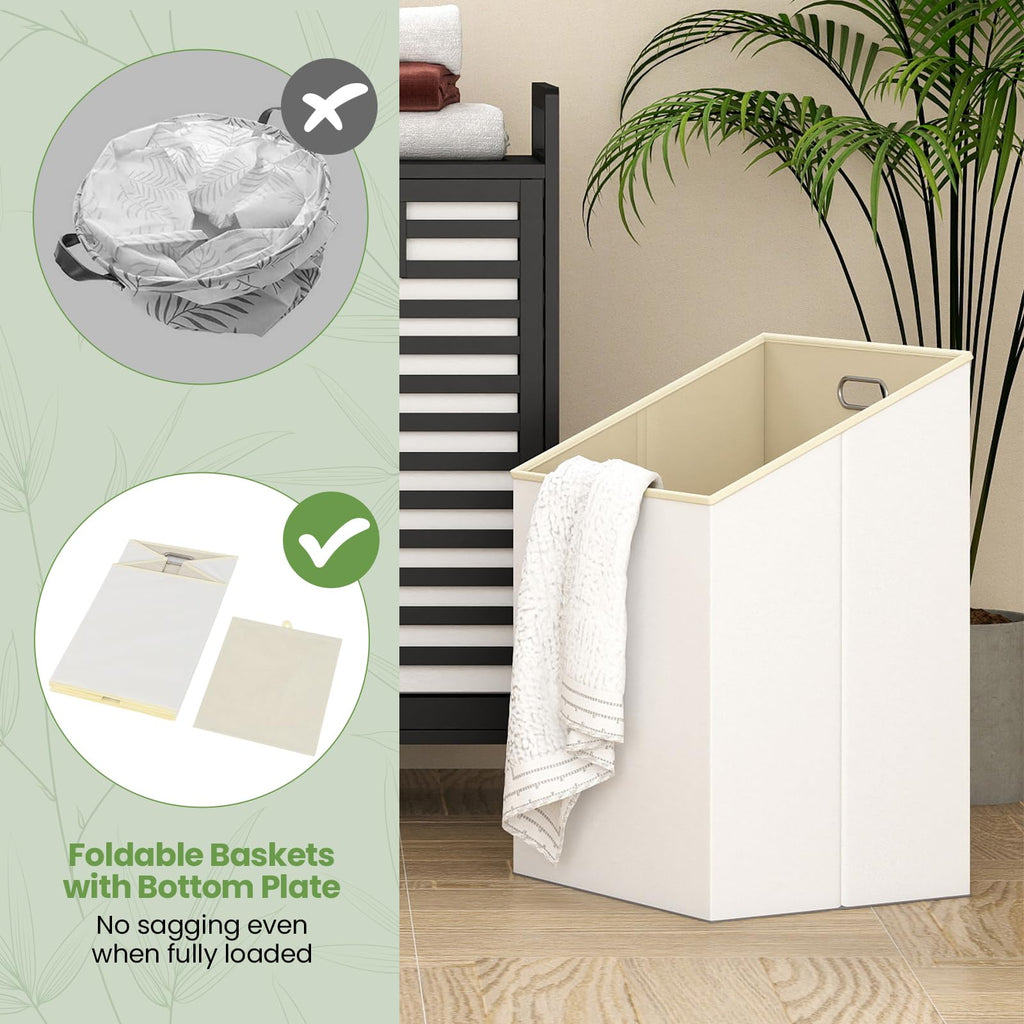 Bamboo Tilt Out Laundry Hamper Cabinet, Wicker Laundry Sorter