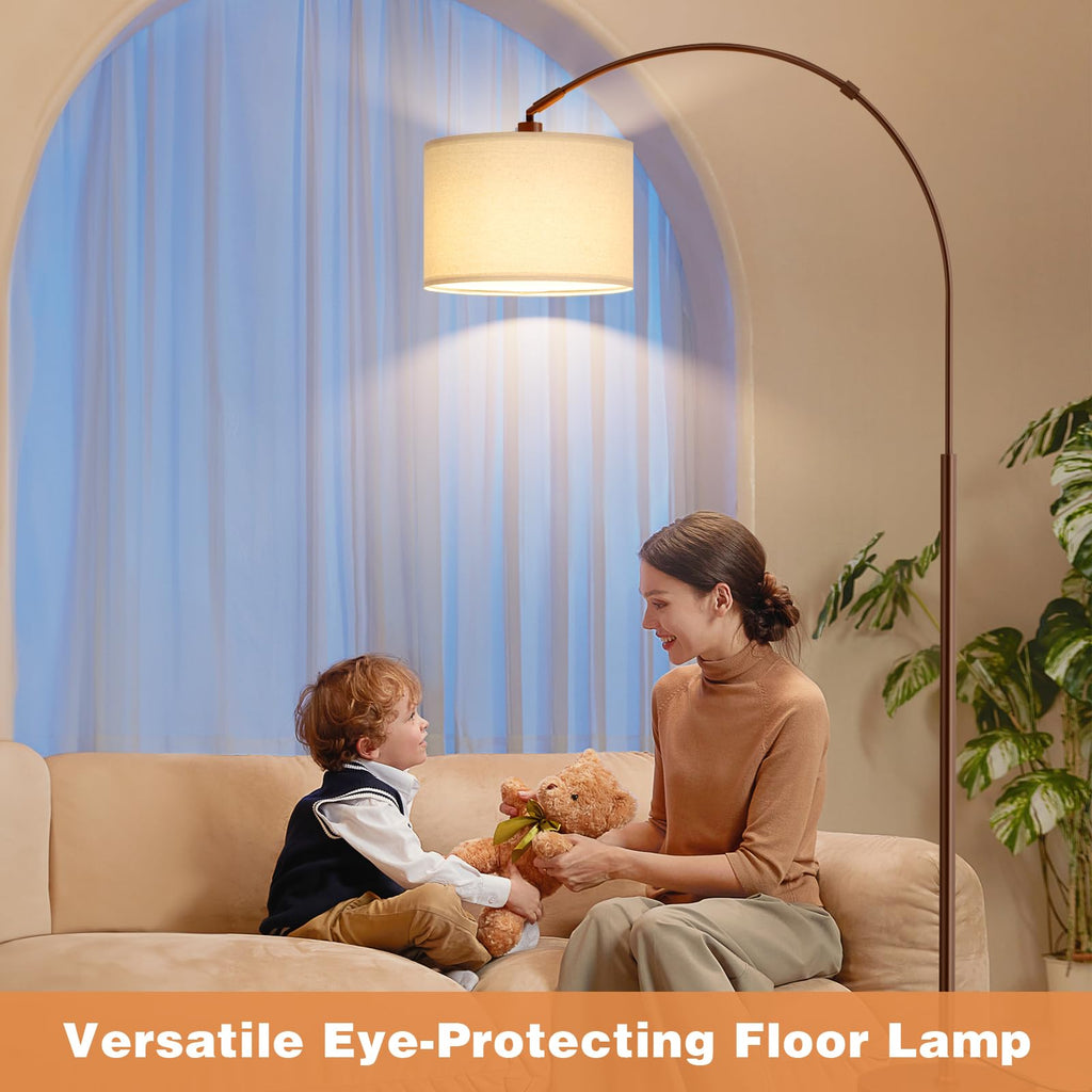 Dimmable Arc Floor Lamp with Remote, Color Temp Adjustable, Brown