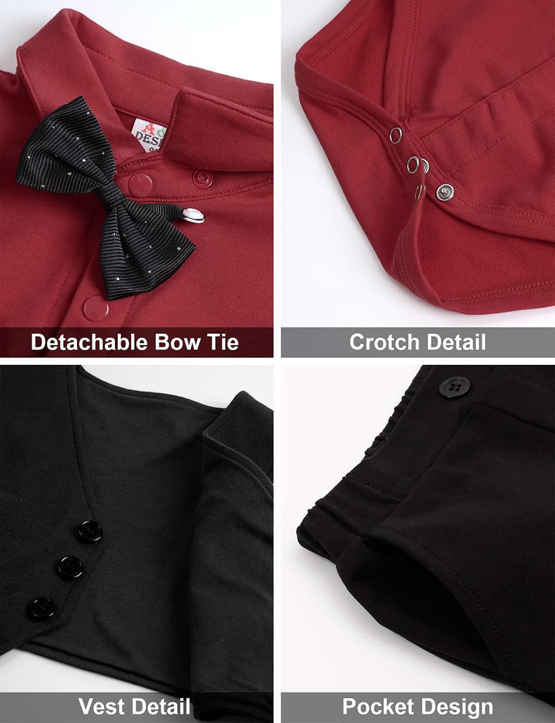 Baby Formal Outfit Boy Dress Suit Bowtie Vest Set
