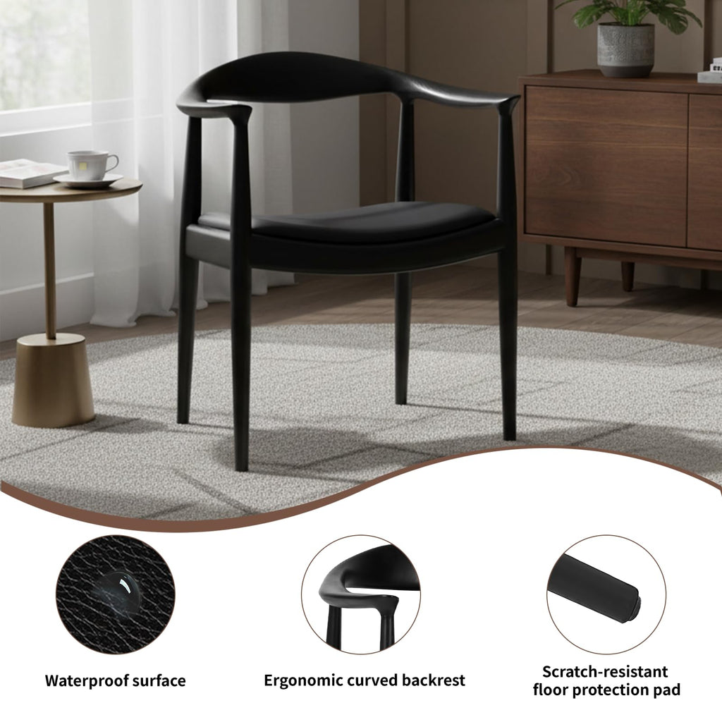 Wood Chairs with Arms, Mid Century Modern Dining Chairs (Black)