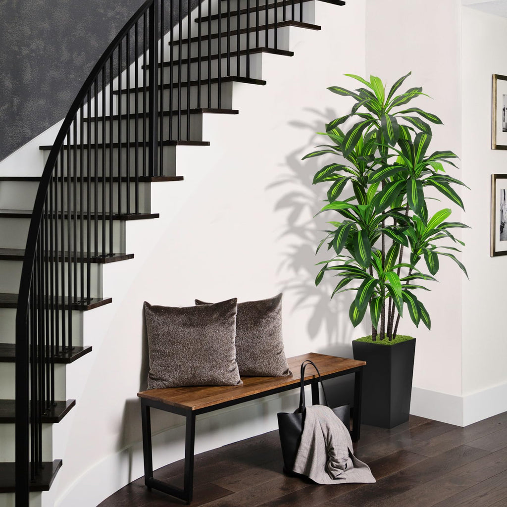 Artificial Plant 6FT Dracaena Fake Tree with Black Tall Planter