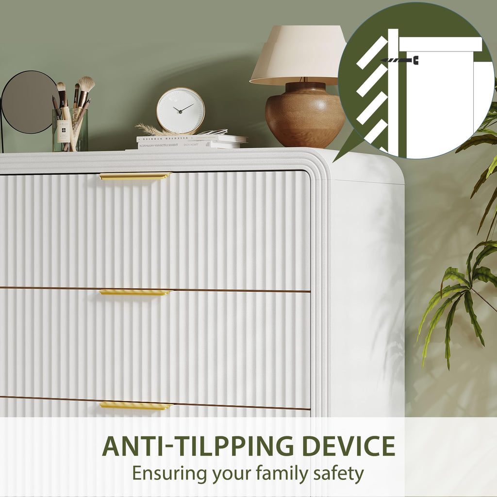 Fluted 5 Drawers Dresser, 48" Tall Chest of Drawers