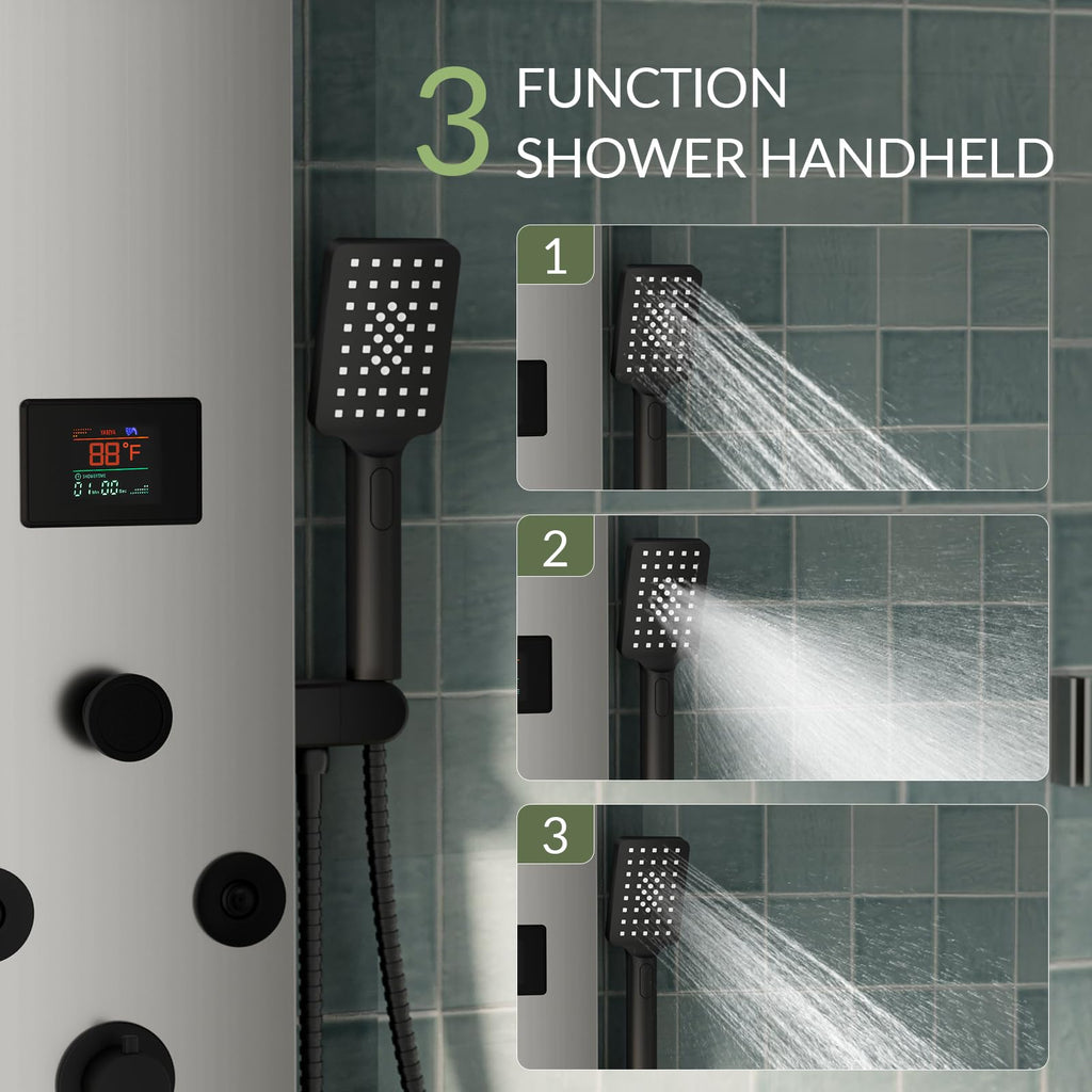 Brushed Nickel Shower Panel Tower System 5 In 1 Rainfall Shower Tower