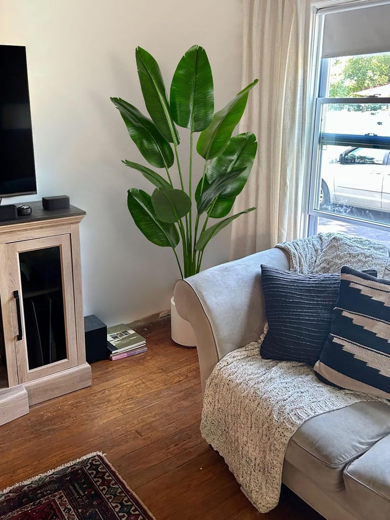 6ft Artificial Bird of Paradise Tree Decor, 6 Feet Faux Floor Plant Fake Silk Banana Leaf Tropical Trees with Pot for