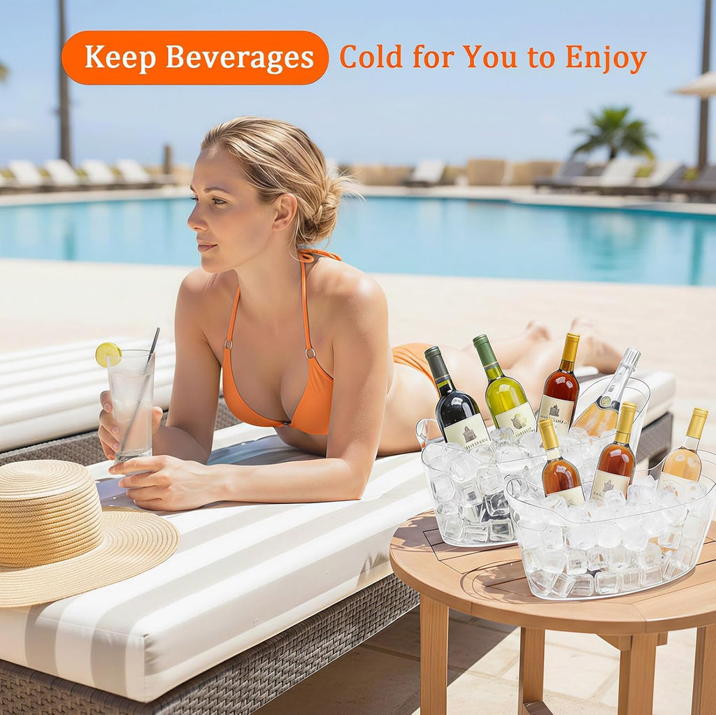 Ice Bucket 2 Pack Ice Buckets for Parties, Beverage Tub for Cocktail Bar, Drink Cooler for Wine Beer Champagne, Clear - Set of 2