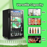 Beverage Refrigerator Cooler 3.5 Cu.Ft, 120 Can Mini Small Fridge with Glass Doo