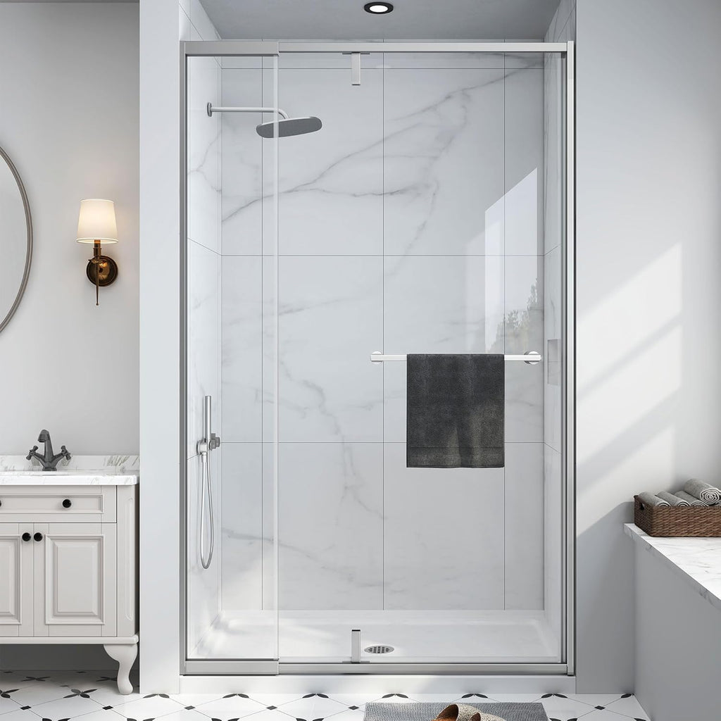 Semi Frameless Pivot Shower Door 42-48" W x 72" H