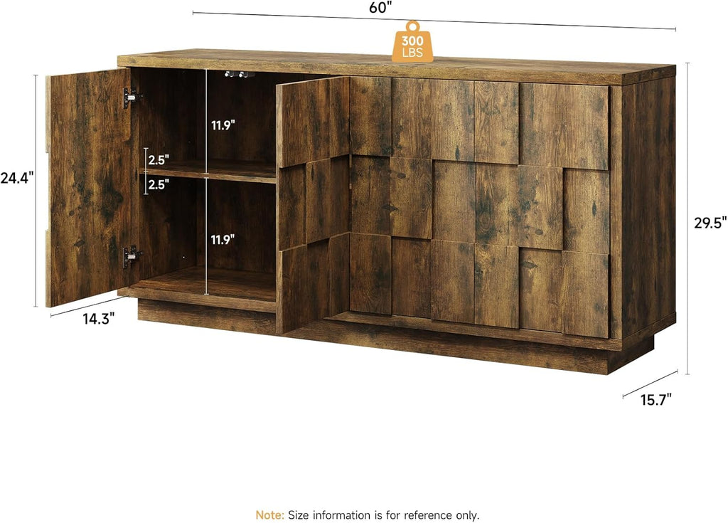 60" Sideboard Buffet Cabinet with Storage