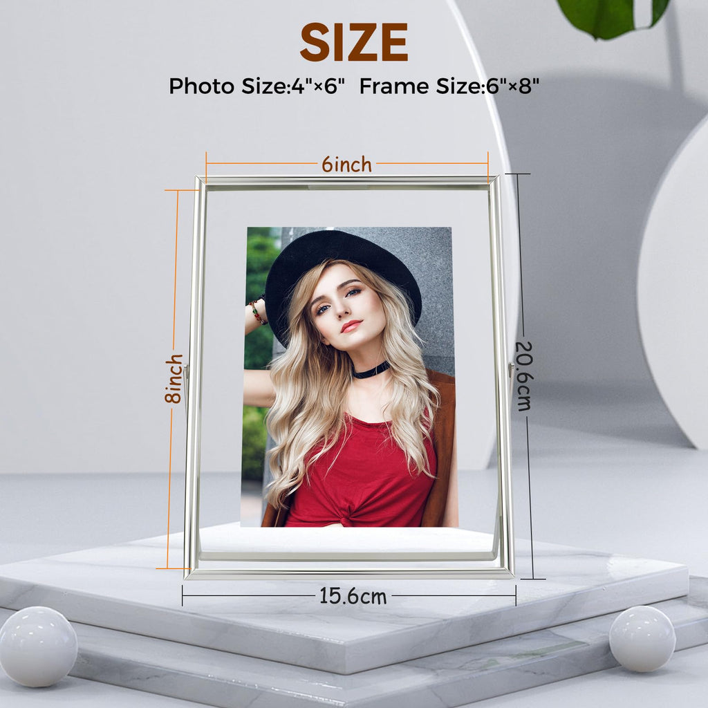 Silver Floating Frame, 6"x8", Vertical, Set of 2