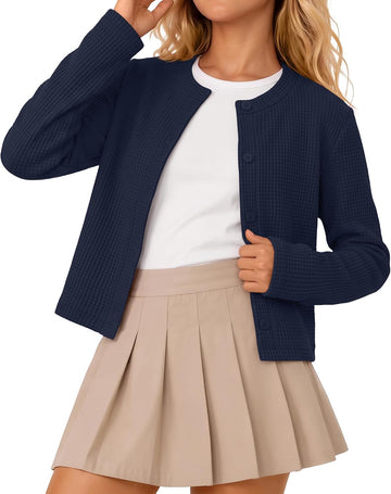 Girl's Waffle Knit Cardigan for Kids