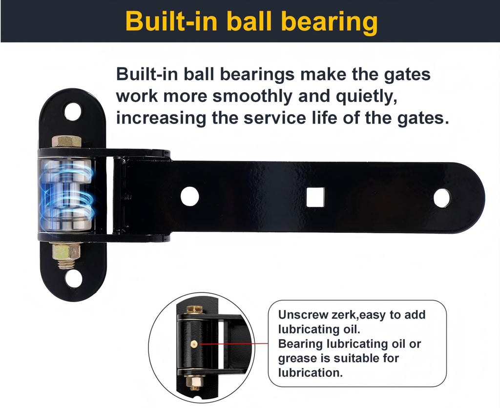13" Heavy Duty T-Strap Gate Hinges 900 Lbs Capacity, 180° or 90° Smooth Open