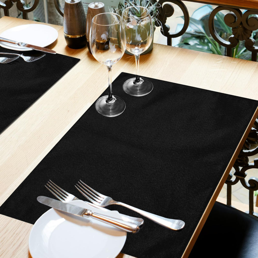 Cloth Placemats Set of 6, Cotton Linen Blend Place Mats, Black