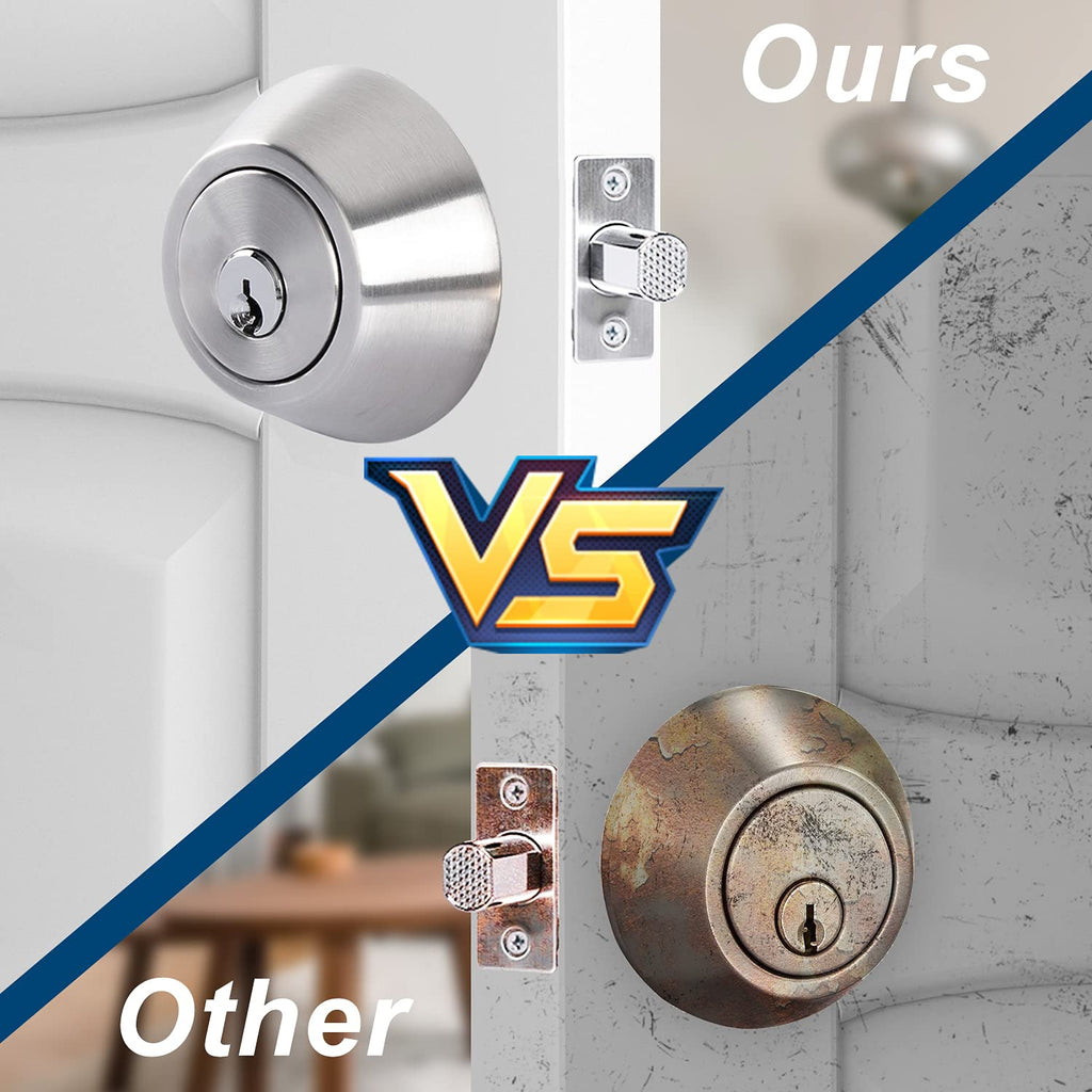 Double keyed Deadbolt Lock - Keyed on Both Sides, 2-Way Adjustable Cylinder Deadbolt (Privacy/Passage), Satin