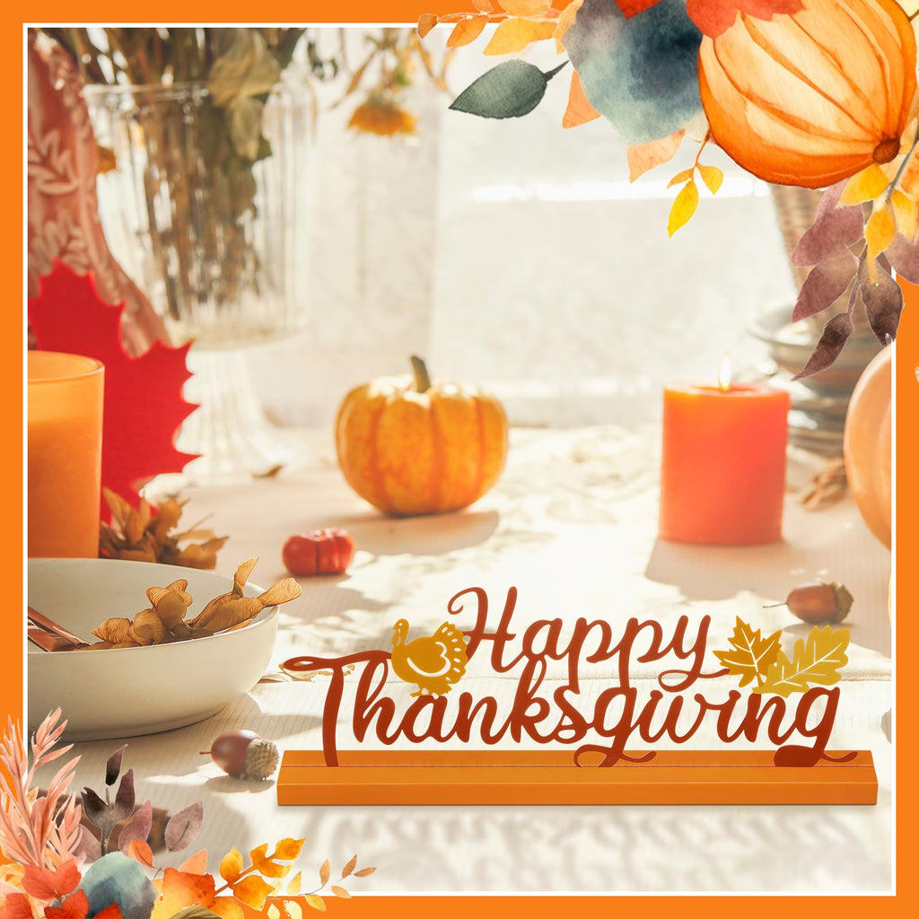 Happy Thanksgiving Decorations, Fall Metal Table Sign
