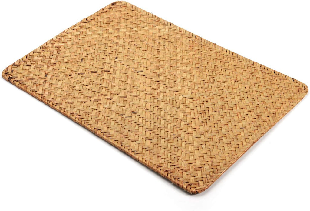 Natural Woven Rattan Rectangular Placemats Seagrass Place Mats for Dining Table (, 18x12inches) - Set of 6