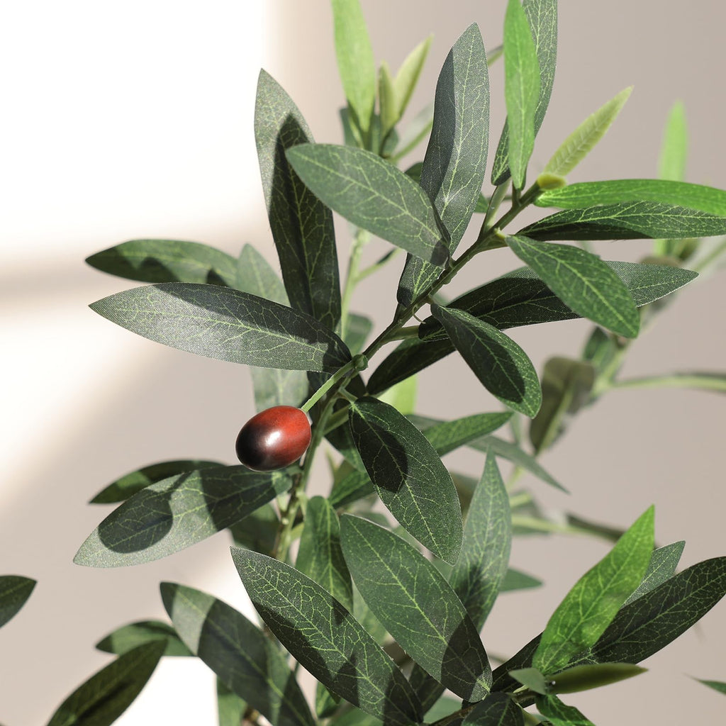 Artificial Olive Tree 7FT Indoor - Faux Olive Tree with Natural Wood Trunk & Realistic Leaves, Tall Potted Fake Olive