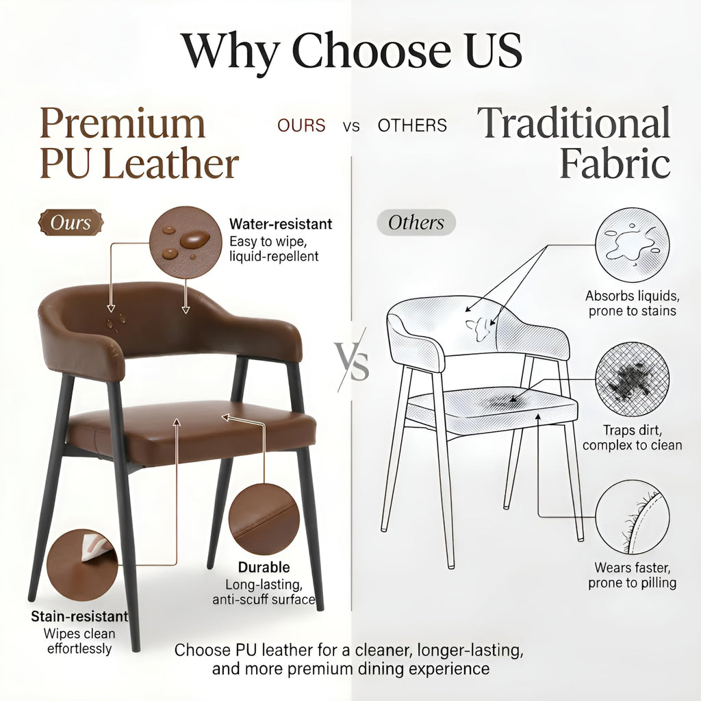 Modern Dining Room Arm Chairs Set of 4, Retro Faux Leather Upholstered Barrel Dining Chairs with Arms Mid-Century