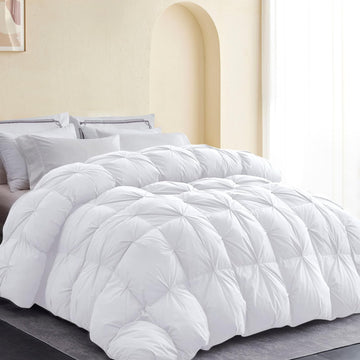 Premium Down Comforter Queen, Fold White Duvet Insert All Season