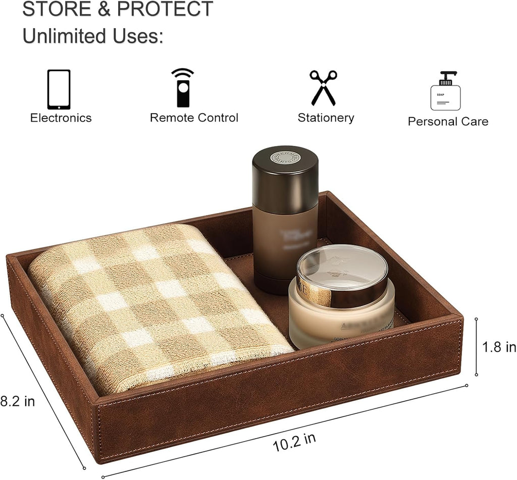 Valet Tray Desk Organizer PU Leather Catchall