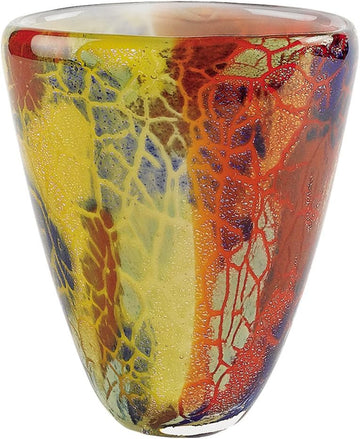 Firestorm Murano-Style Art Glass Flower Vase Centerpiece, 8 Inch