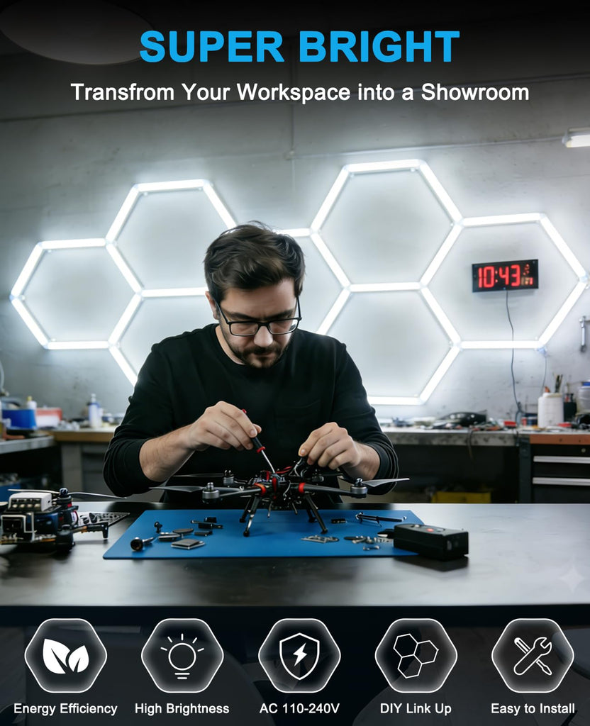 Hexagon led Lights: DIY Ceiling LED Light Hexagon Garage Lights