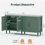 63" Sideboard Buffet Cabinet with Storage, Mid Century Modern Credenza with Adjustable Shelves & Carved Handle
