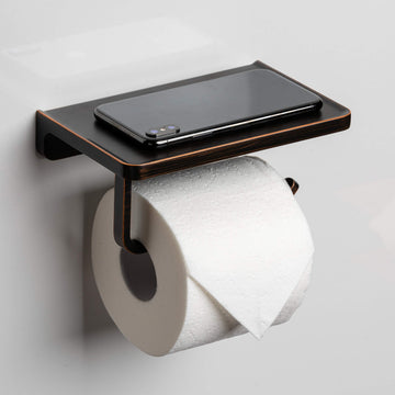 Bronze Toilet Paper Holder with Shelf Oil Rubbed Bronze, Zinc Alloy