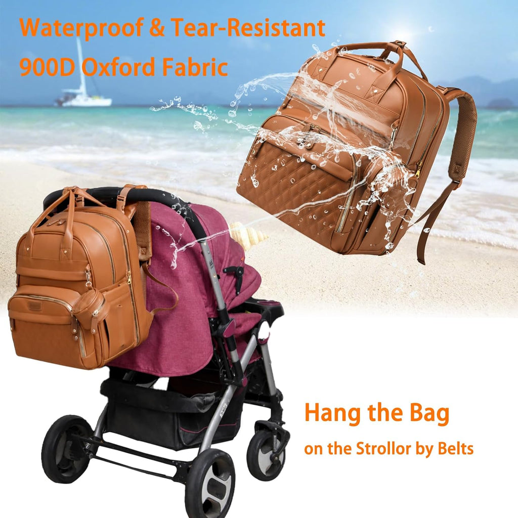 Diaper Bag with Changing Station, Waterproof 3 in 1 Diaper Backpack with Foldable Changing Pad, Large Travel Backpack