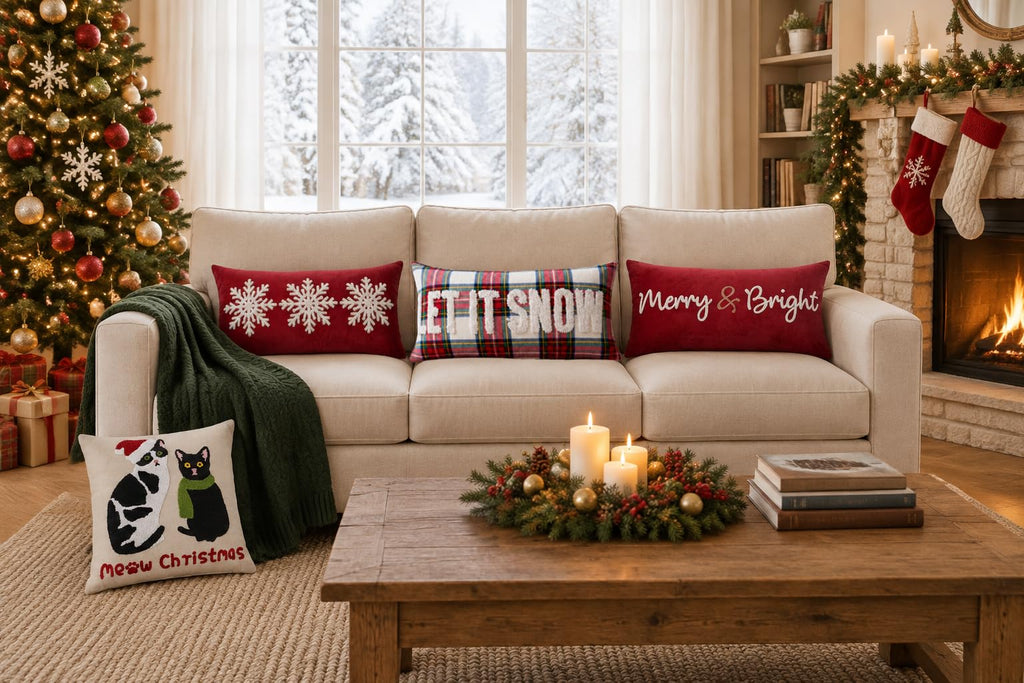 Let It Snow Christmas Decor Velvet Decorative Rectangle Throw Lumbar Waist Pillow Case Cushion Cover for Couch Living