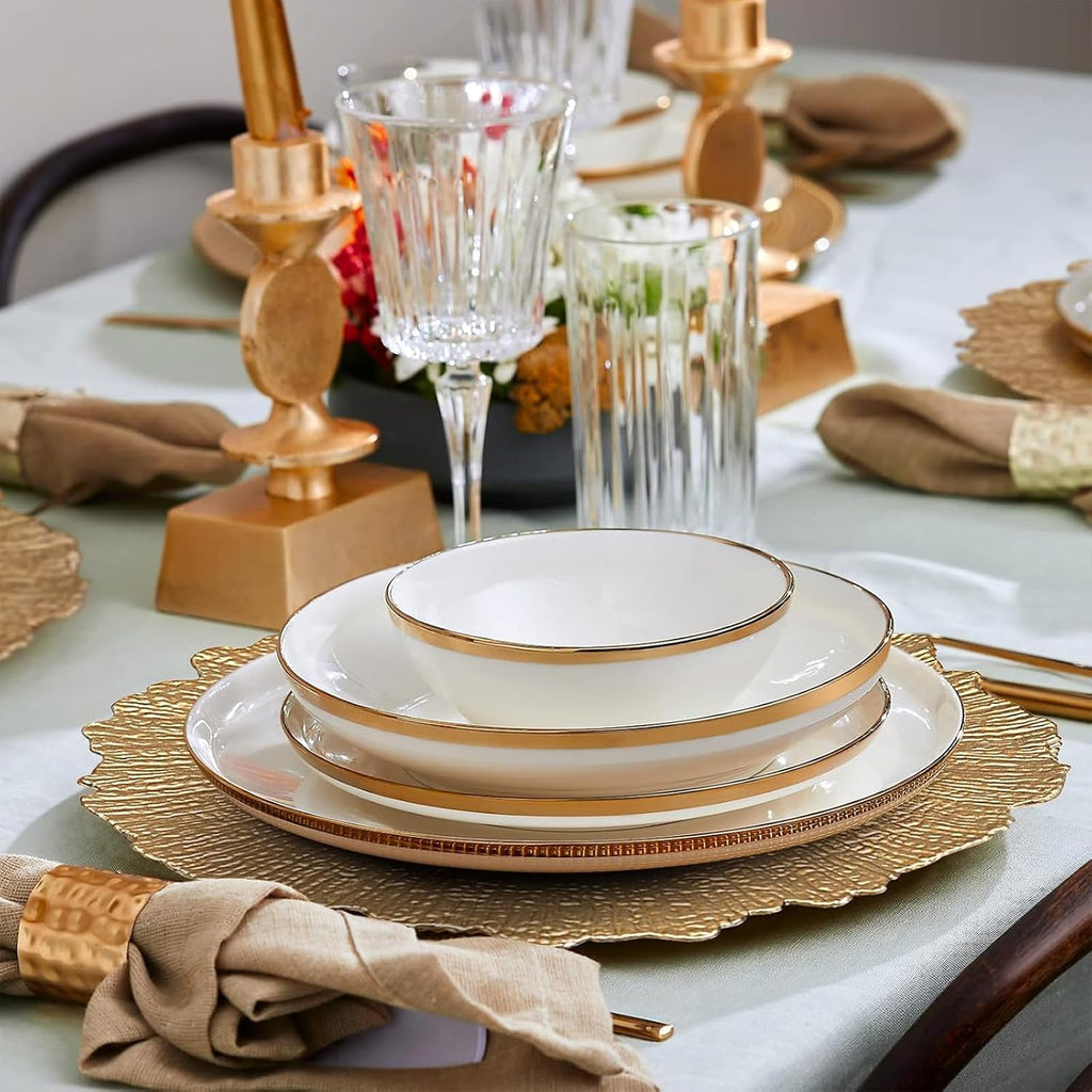 Gold Charger Plates, Round Reef Chargers for Dinner Plate - Set of 12