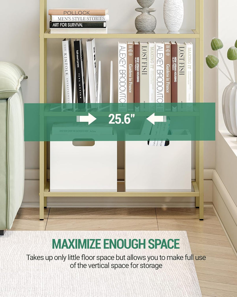 Bookcase Bookshelf, Tempered Glass Arched Bookshelf