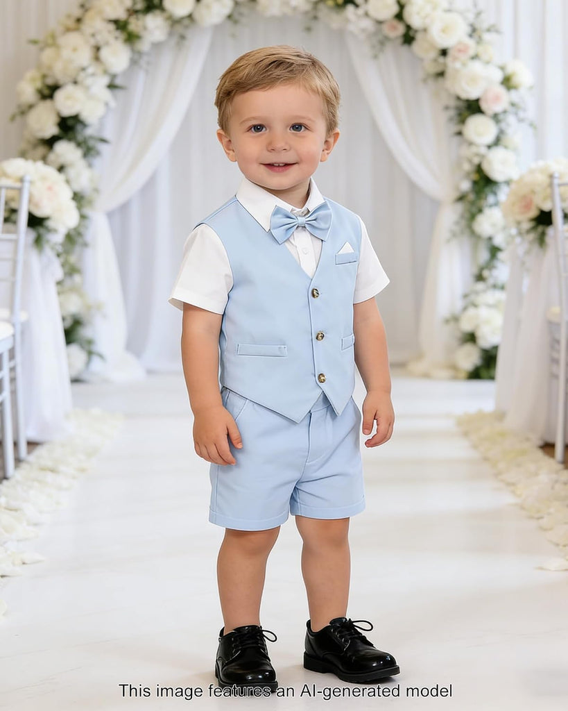 Baby Boy Cotton Linen Suit Wedding Ring Bearer Outfits Shorts Sets