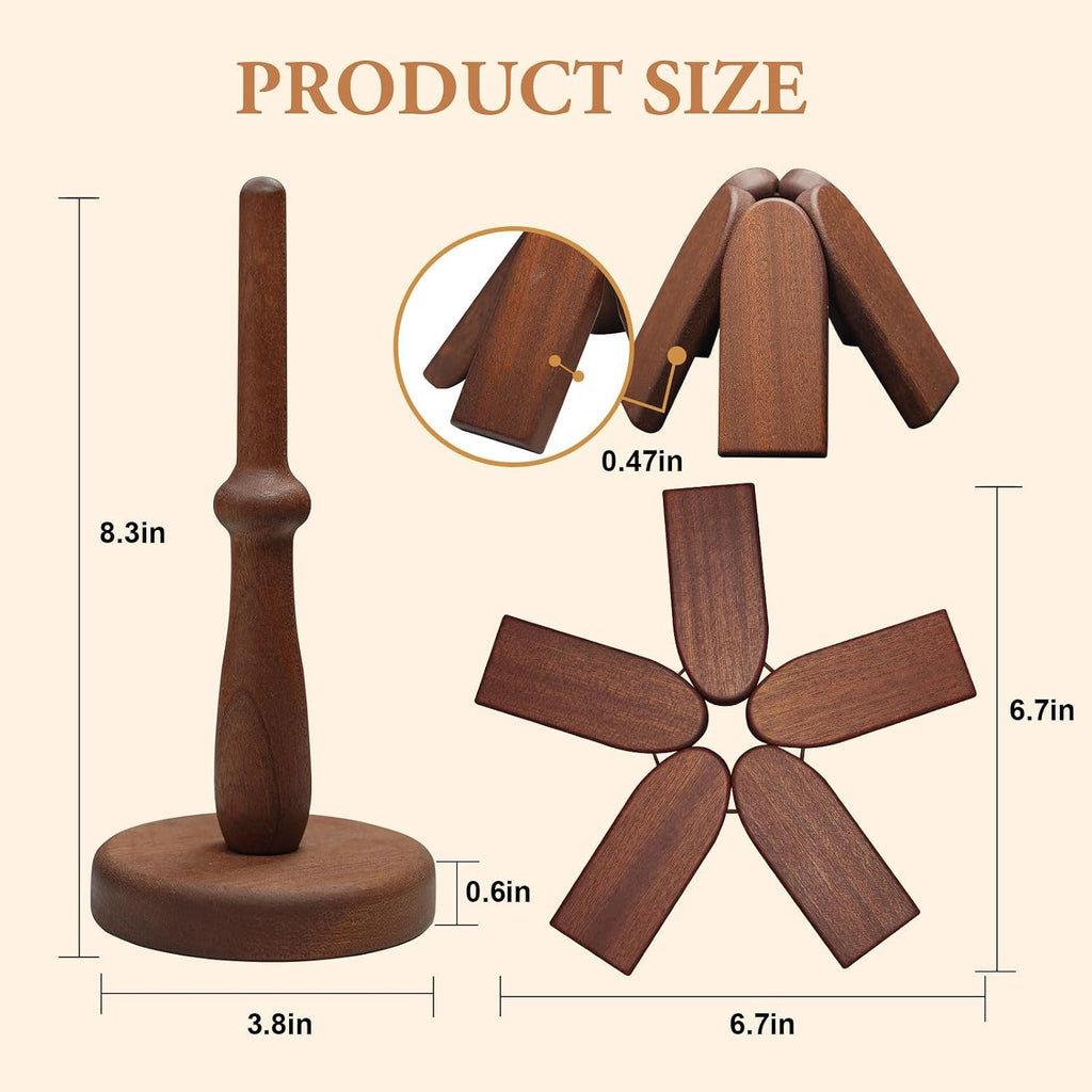 Square Wooden Trivet Set for Hot Dishes Sapele Wood Tree Shape Trivet Set